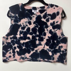 525 America Tie-Dye Crop Muscle Tank- Pink and Blue/Black